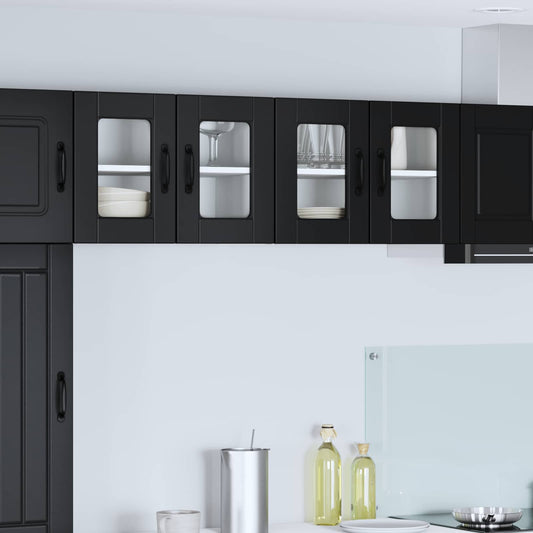 Wall Glass Cabinet PORTO Black 60 x 31 x 40 cm Engineered Wood