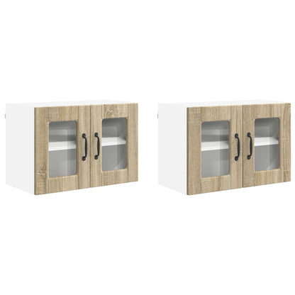 Wall Glass Cabinet PORTO 2 pcs Sonoma Oak 60 x 31 x 40 cm