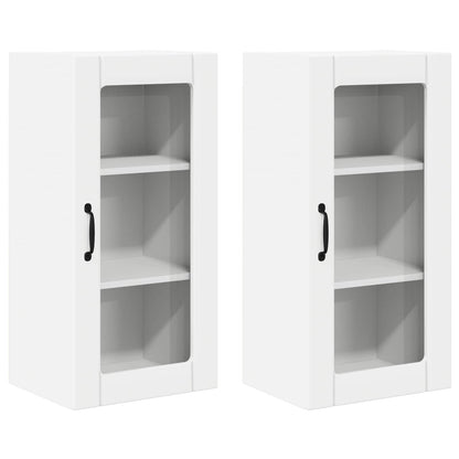 Wall Glass Cabinet PORTO 2 pcs White 40 x 31 x 80 cm