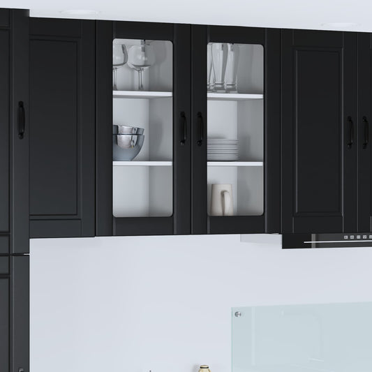 Wall Glass Cabinet PORTO Black 40 x 31 x 80 cm Engineered Wood
