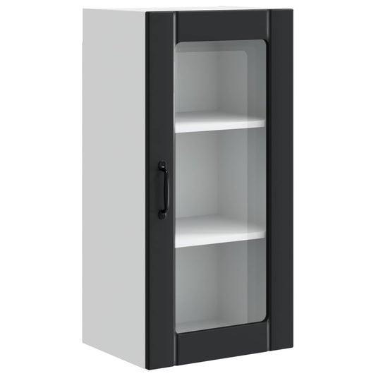 Wall Glass Cabinet PORTO Black 40 x 31 x 80 cm Engineered Wood