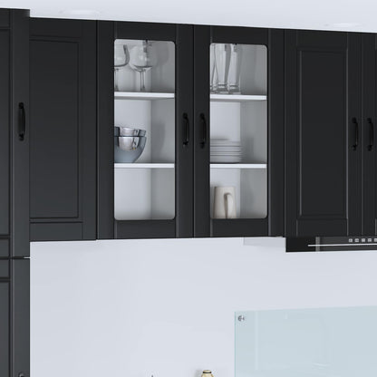 Wall Glass Cabinet PORTO 2 pcs Black 40 x 31 x 80 cm