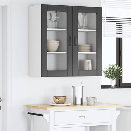 Wall Glass Cabinet PORTO 2 pcs Black 40 x 31 x 80 cm