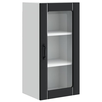 Wall Glass Cabinet PORTO 2 pcs Black 40 x 31 x 80 cm
