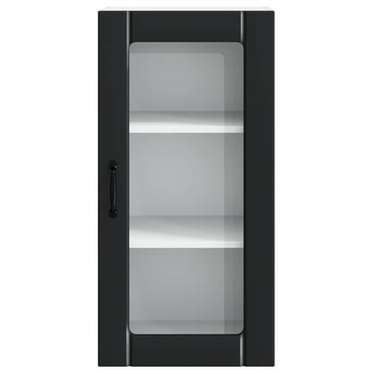 Wall Glass Cabinet PORTO 2 pcs Black 40 x 31 x 80 cm