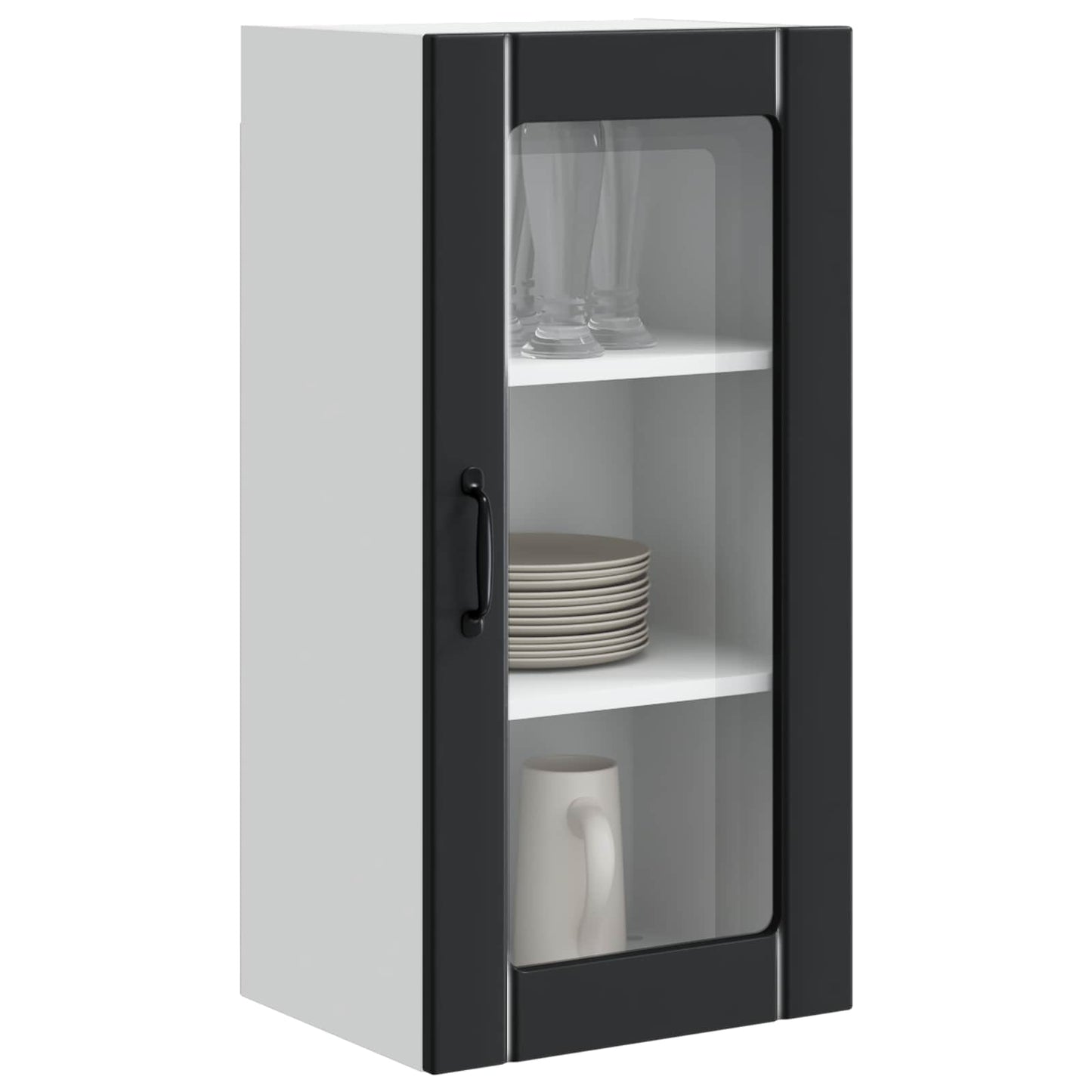 Wall Glass Cabinet PORTO 2 pcs Black 40 x 31 x 80 cm