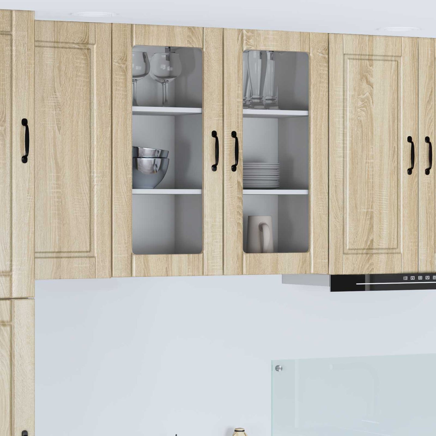 Wall Glass Cabinet PORTO Sonoma Oak 40 x 31 x 80 cm