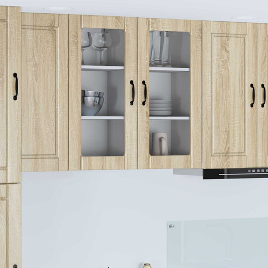 Wall Glass Cabinet PORTO Sonoma Oak 40 x 31 x 80 cm