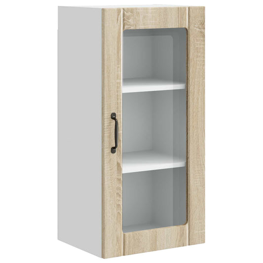 Wall Glass Cabinet PORTO Sonoma Oak 40 x 31 x 80 cm