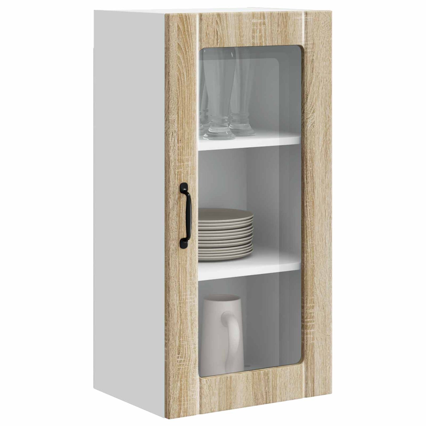 Wall Glass Cabinet PORTO Sonoma Oak 40 x 31 x 80 cm