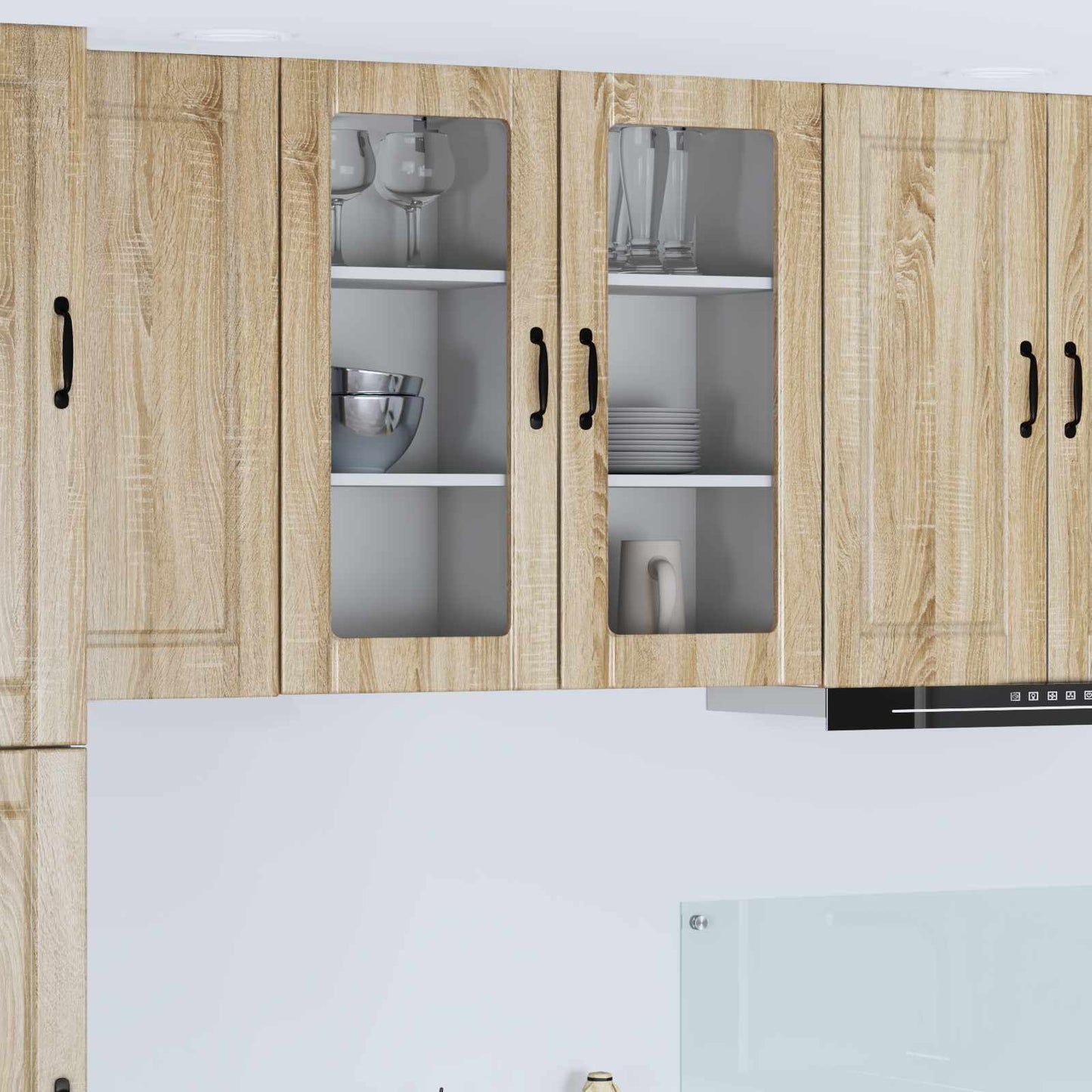 Wall Glass Cabinet PORTO 2 pcs Sonoma Oak 40 x 31 x 80 cm