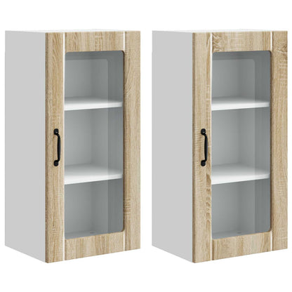 Wall Glass Cabinet PORTO 2 pcs Sonoma Oak 40 x 31 x 80 cm