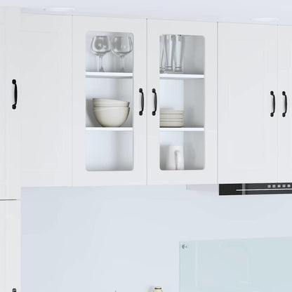 Wall Glass Cabinet PORTO White 80 x 31 x 80 cm Engineered Wood