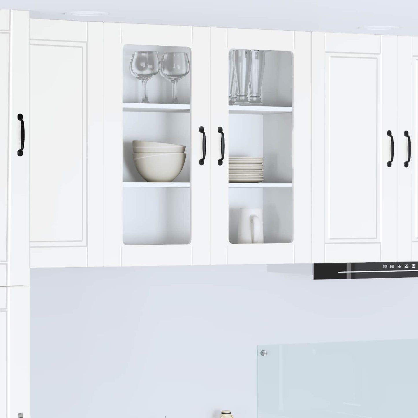 Wall Glass Cabinet PORTO White 80 x 31 x 80 cm Engineered Wood