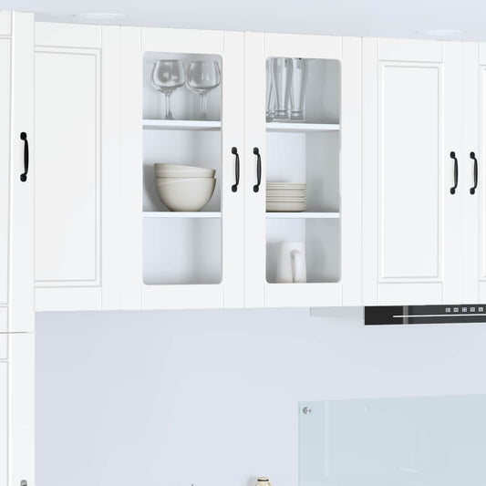 Wall Glass Cabinet PORTO White 80 x 31 x 80 cm Engineered Wood