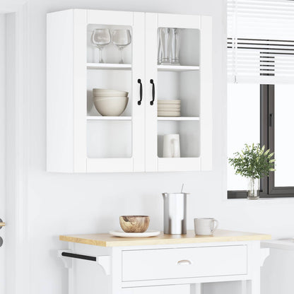 Wall Glass Cabinet PORTO White 80 x 31 x 80 cm Engineered Wood