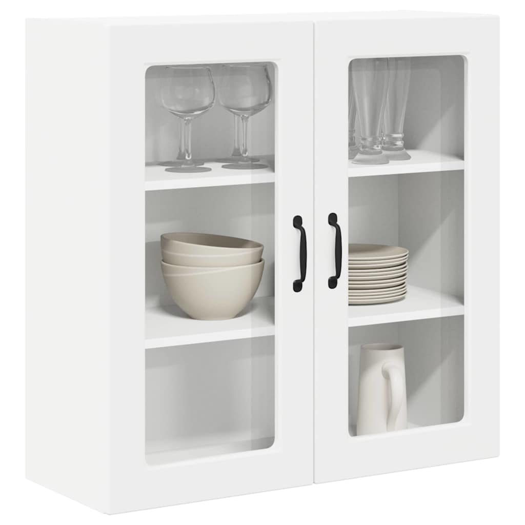 Wall Glass Cabinet PORTO White 80 x 31 x 80 cm Engineered Wood