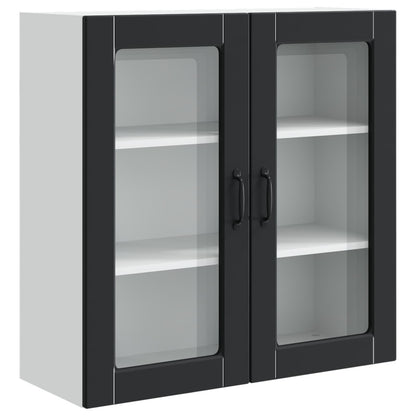 Wall Glass Cabinet PORTO Black 80 x 31 x 80 cm Engineered Wood