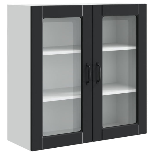 Wall Glass Cabinet PORTO Black 80 x 31 x 80 cm Engineered Wood