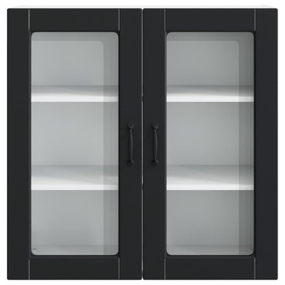 Wall Glass Cabinet PORTO Black 80 x 31 x 80 cm Engineered Wood