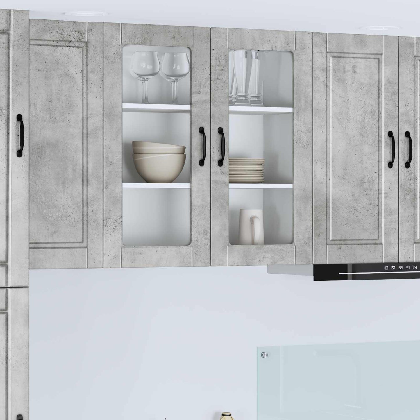 Wall Glass Cabinet PORTO Concrete Grey 80 x 31 x 80 cm
