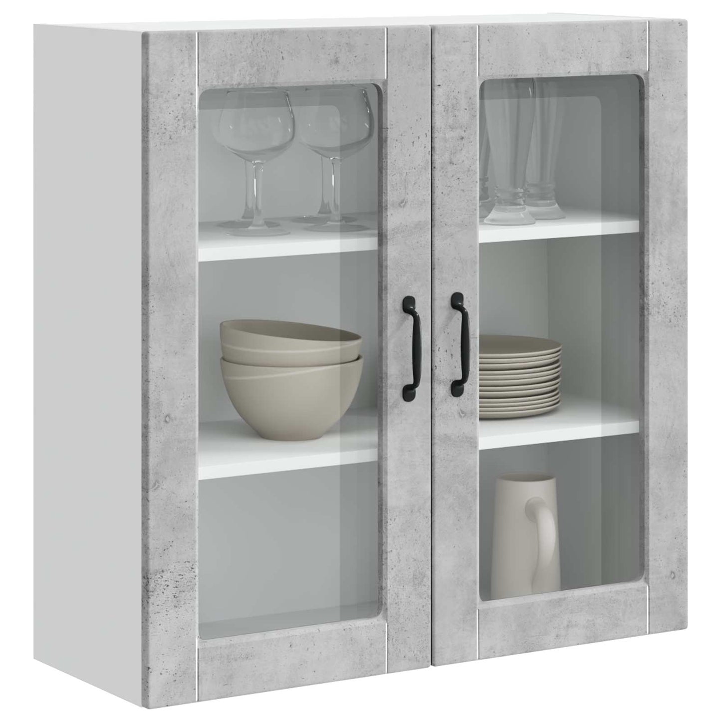 Wall Glass Cabinet PORTO Concrete Grey 80 x 31 x 80 cm