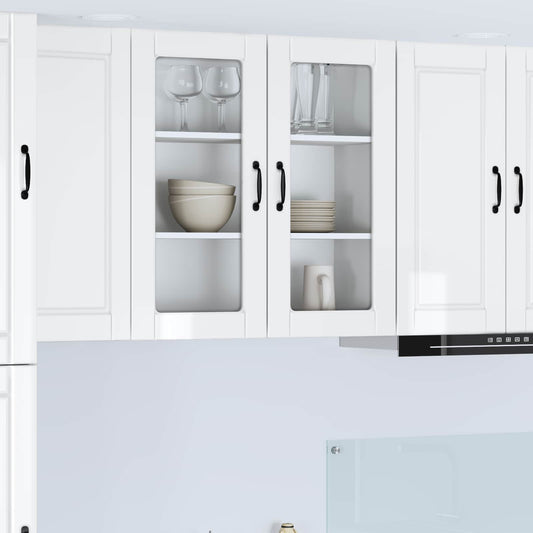 Wall Glass Cabinet PORTO High Gloss White 80 x 31 x 80 cm