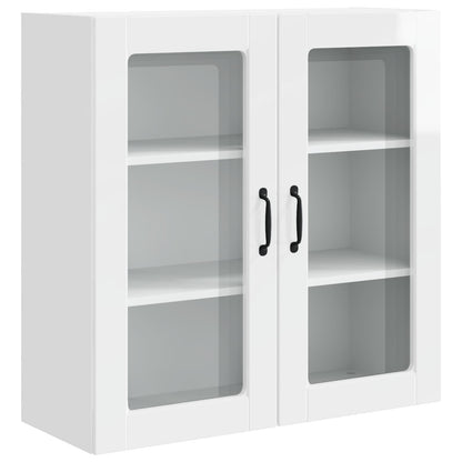 Wall Glass Cabinet PORTO High Gloss White 80 x 31 x 80 cm