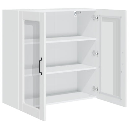 Wall Glass Cabinet PORTO High Gloss White 80 x 31 x 80 cm