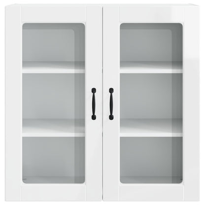 Wall Glass Cabinet PORTO High Gloss White 80 x 31 x 80 cm