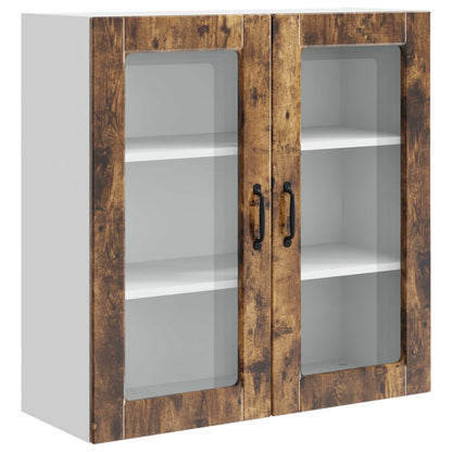 Wall Glass Cabinet PORTO Smoked Oak 80 x 31 x 80 cm