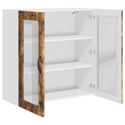 Wall Glass Cabinet PORTO Smoked Oak 80 x 31 x 80 cm
