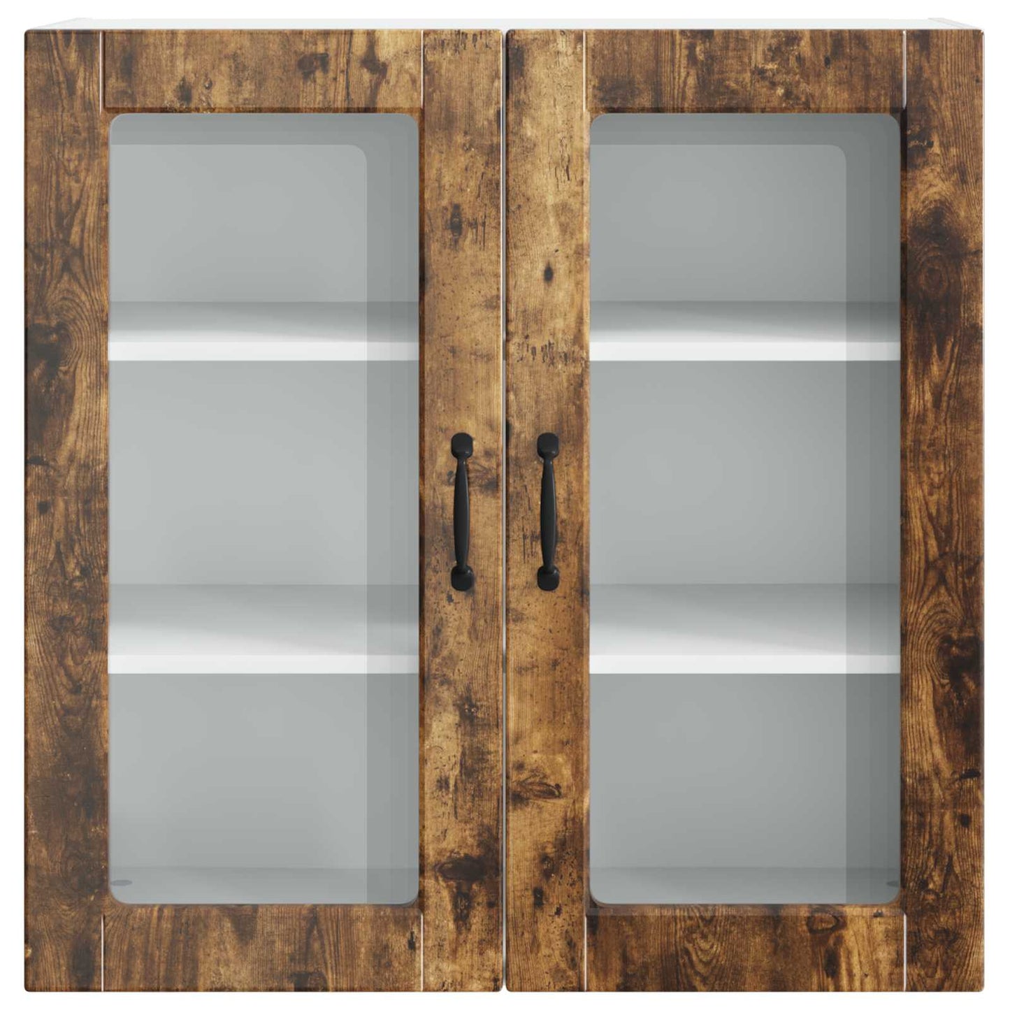 Wall Glass Cabinet PORTO Smoked Oak 80 x 31 x 80 cm