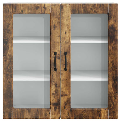 Wall Glass Cabinet PORTO Smoked Oak 80 x 31 x 80 cm