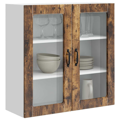 Wall Glass Cabinet PORTO Smoked Oak 80 x 31 x 80 cm