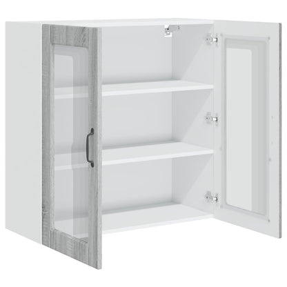 Wall Glass Cabinet PORTO Grey Sonoma 80 x 31 x 80 cm