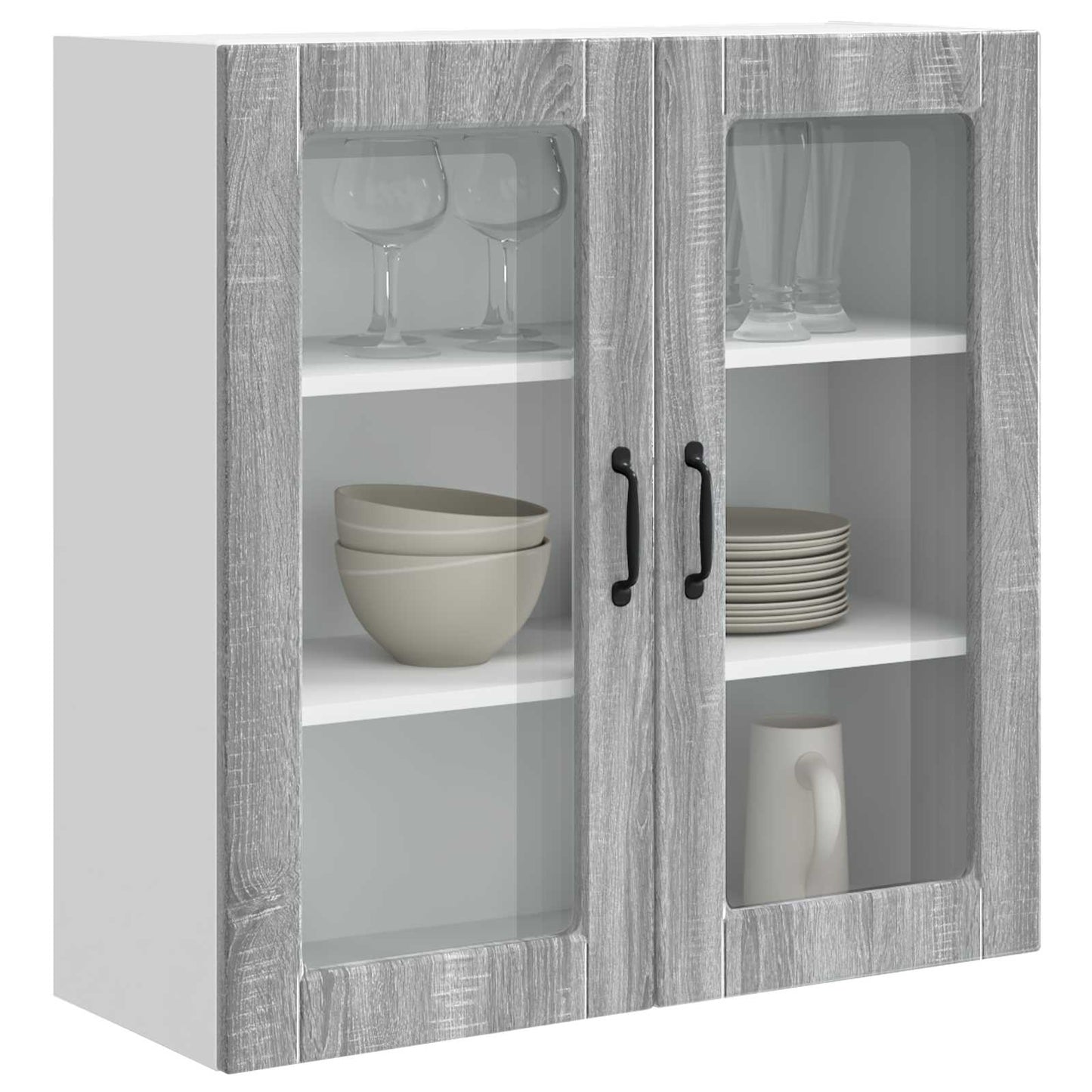 Wall Glass Cabinet PORTO Grey Sonoma 80 x 31 x 80 cm