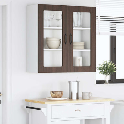 Wall Glass Cabinet PORTO Brown Oak 80 x 31 x 80 cm