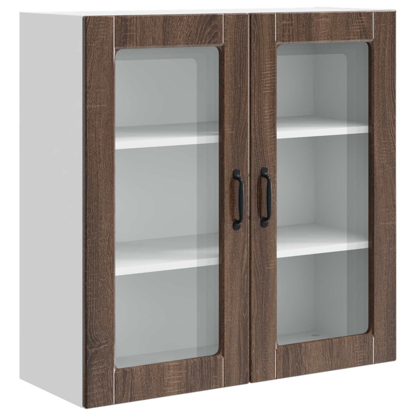 Wall Glass Cabinet PORTO Brown Oak 80 x 31 x 80 cm
