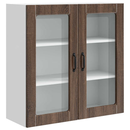 Wall Glass Cabinet PORTO Brown Oak 80 x 31 x 80 cm