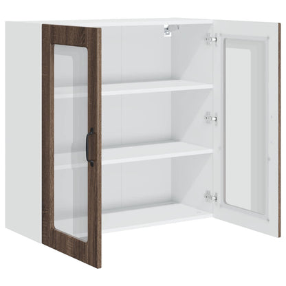 Wall Glass Cabinet PORTO Brown Oak 80 x 31 x 80 cm