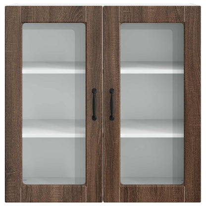 Wall Glass Cabinet PORTO Brown Oak 80 x 31 x 80 cm
