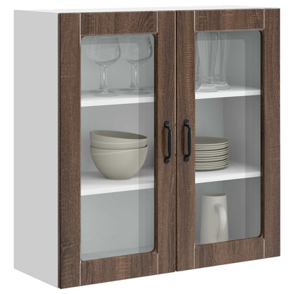 Wall Glass Cabinet PORTO Brown Oak 80 x 31 x 80 cm