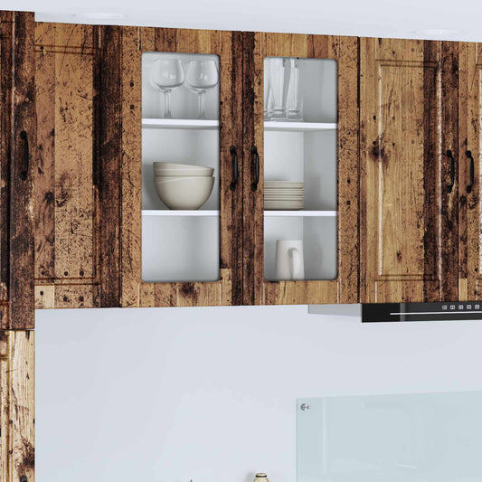 Wall Glass Cabinet PORTO Old Wood 80 x 31 x 80 cm