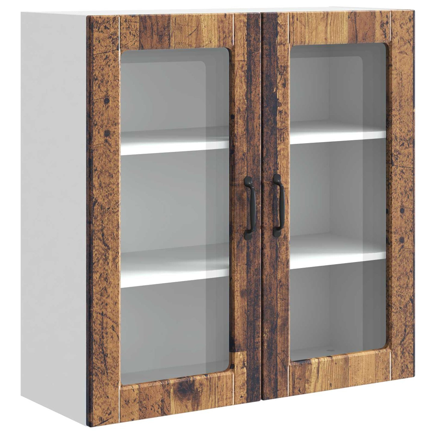 Wall Glass Cabinet PORTO Old Wood 80 x 31 x 80 cm