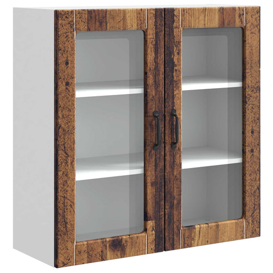 Wall Glass Cabinet PORTO Old Wood 80 x 31 x 80 cm