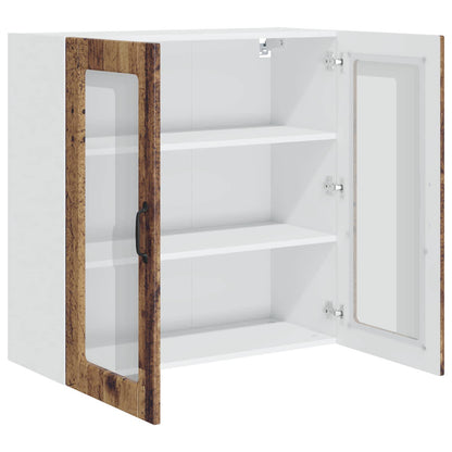 Wall Glass Cabinet PORTO Old Wood 80 x 31 x 80 cm