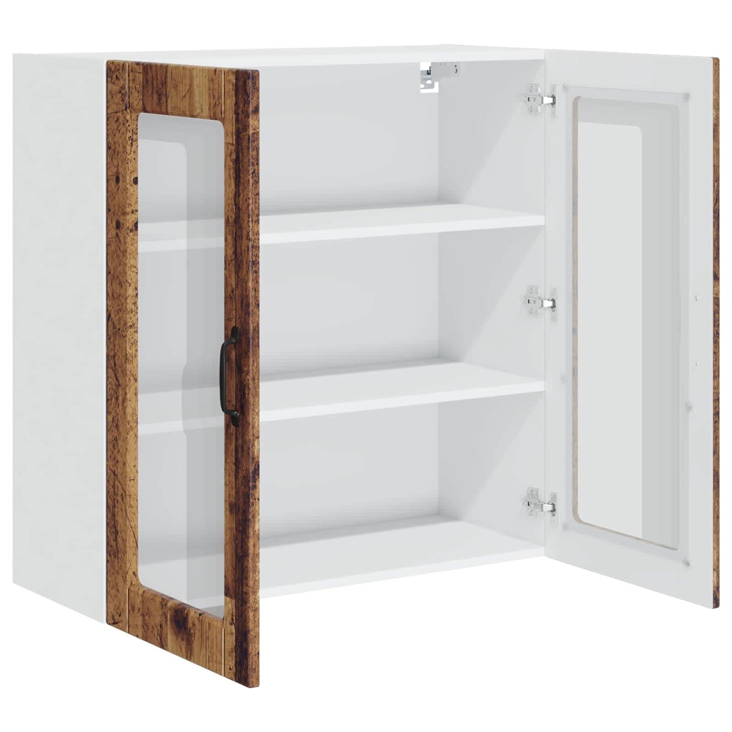 Wall Glass Cabinet PORTO Old Wood 80 x 31 x 80 cm