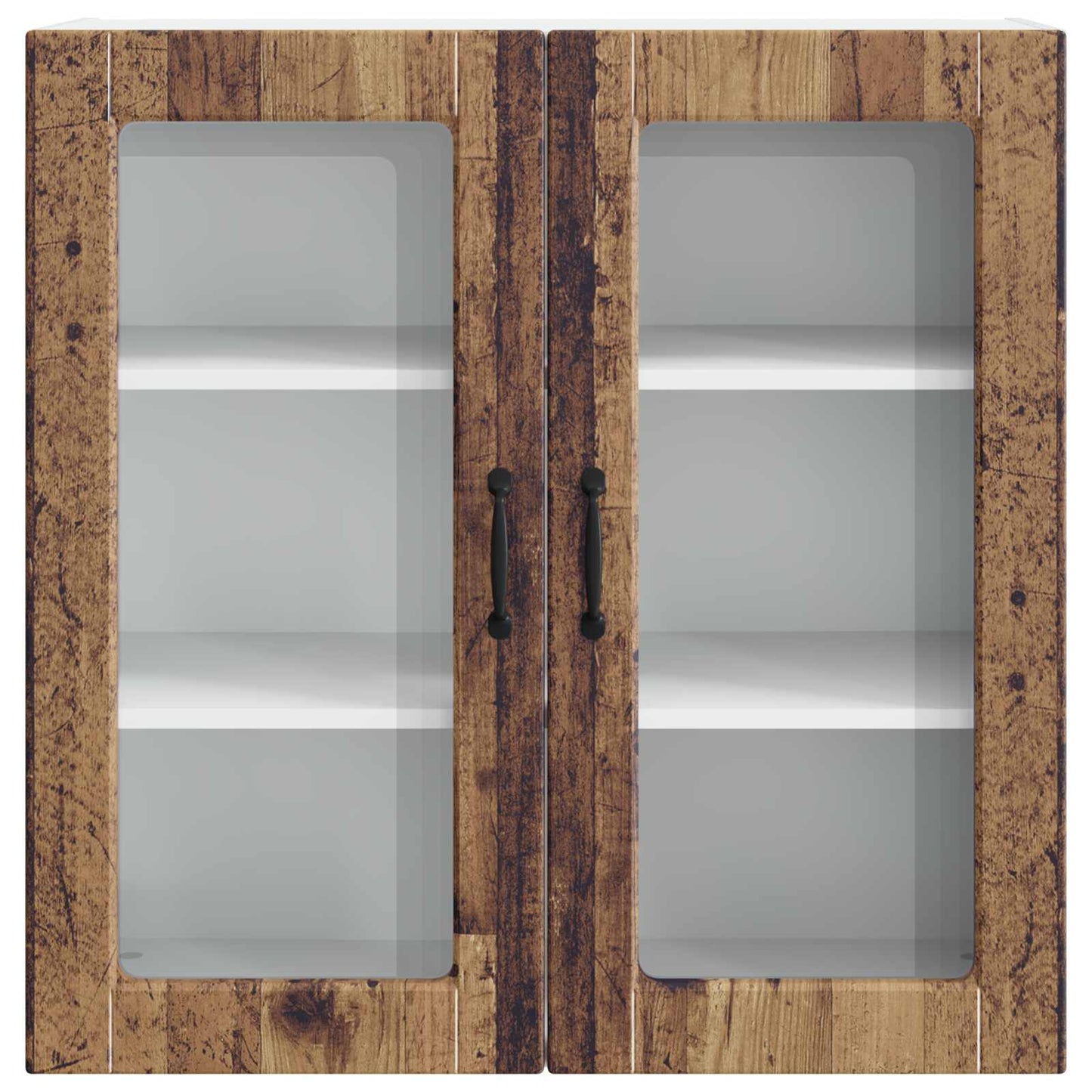 Wall Glass Cabinet PORTO Old Wood 80 x 31 x 80 cm