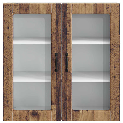 Wall Glass Cabinet PORTO Old Wood 80 x 31 x 80 cm